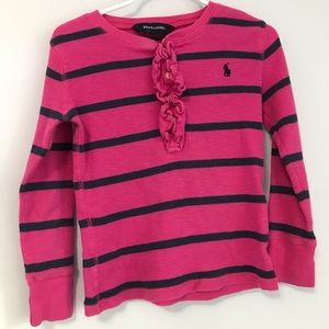Girls Ralph Lauren Pink and Navy Long Sleeve